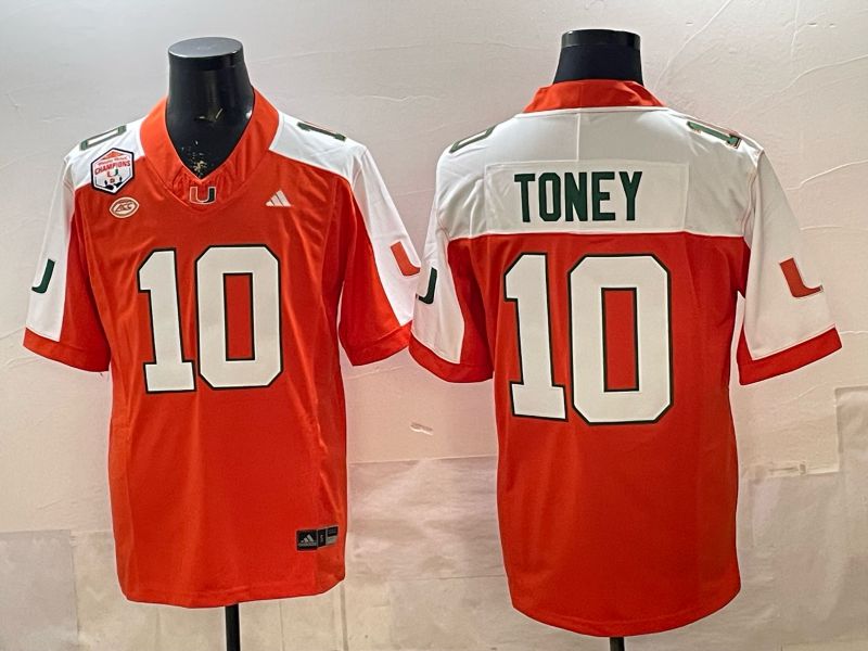 Men 2026 Miami Hurricanes #10 Toney Orange 3th generations Nike Limited NCAA Jersey 08